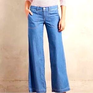 Pilcro Anthropologie Denim Chambray Wide Leg Jeans Trousers